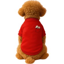 Uravas Store Kedi ve Köpek Kıyafeti & Elbisesi Kırmızı Sweatshirt Papatya Cep Xl
