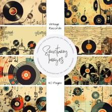 Uravas Store Vintage Records Scrapbooking Paper: Decorative Craft Paper Pad Supplies, Junk Journaling, Scrapbooking, & Crafting Projects - Double Sided 8.5 x 8.5"