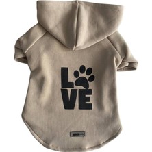 Uravas Store Monopetz Kapişonlu Sweatshirt Köpek ve Kedi Kıyafeti - Bej Love S Beden