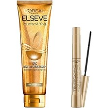 Uravas Store L’oréal Paris Telescopic Maskara - Siyah & Elseve Mucizevi Yağ Saç Güzelleştirici Krem 150 ml - Her Saç Tipi Makyaj Seti