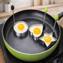 Uravas Store Coverzone Kalp,yıldız,yuvarlak Şekilli Yumurta Kalıbı Saplı – Saplı Omlet ve Pancake Şekillendirici Kalıp | Yapışmaz Tavaya Uyumlu, Burger, Sandviç, Omlet ve Pancake Için Pişirme Halkası (3 Lü Set)