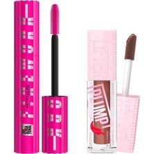 Uravas Store Maybelline New York Lash Sensational Firework Maskara & Lifter Plump Dudak Parlatıcısı- 007 Coca Zing Makyaj Seti