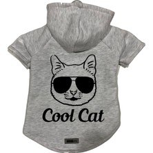 Uravas Store Monopetz Kapişonlu Polar Sweatshirt Köpek ve Kedi Kıyafeti & Elbisesi Gri Cool Cat M