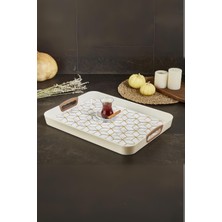 Uravas Store Vip Ahmet Dikdörtgen Baskılı Tepsi Kumsal 34 x 46 Cm, Kumsal