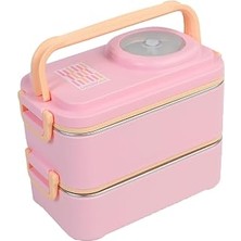 Uravas Store Uzspace 1200 ml Iki Kat Dört Bölme Paslanmaz Çelik Lunch Box Yeni Nesil Sefer Tası-Sos Kaseli MODEL-FFLBOX8023 (Pembe)