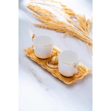 Uravas Store Acar Ayla 2 Kişilik Tepsili Sunum Kahve Fincanı Takımı, 90 Ml, Beyaz, Porselen