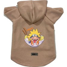 Uravas Store Kapişonlu Polar Sweatshirt Köpek ve Kedi Kıyafeti & Elbisesi Bej Naruto Xs