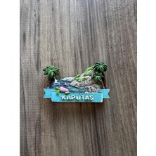 Uravas Store Dekoratif Kaputaş Plaj Temalı Mıknatıs, Turkuaz ve Yeşil Palmiye Ağaçlı, El Yapımı Buzdolabı Süsü