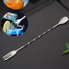 Uravas Store Perlotus 304 Çelik 32 cm Çift Başlı Burgulu Barmen Kokteyl Karıştırma Kaşığı Profesyonel Şık