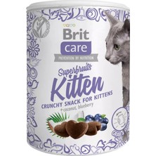 Uravas Store Brit Care Superfruits Crunchy Snack, Süper Besinli (Hindistan Cevizi ve Yabanmersini), Tahılsız, Kıtır Yavru Kedi Ödülü, 100 G