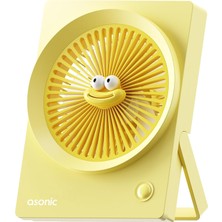 Uravas Store Asonic AFN23 Şarj Edilebilir Mini Vantilatör - Sevimli Karikatür Figürlü Masaüstü USB Fan, 3 Hız Kademeli Taşınabilir Kişisel Masa Fanı