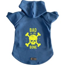 Uravas Store Kapişonlu Sweatshirt Köpek ve Kedi Kıyafeti - Mavi Bad To The Bone L Beden