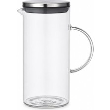 Uravas Store 1500 ml Cam Sürahi Metal Kapaklı Şeffaf Sürahi Dayanıklı Cam Gövde Ergonomik Sap Akıtmaz Ağız Tasarımı Soğuk Içecekler Için Limonata Meyve Suyu Su Sürahisi Modern Mutfak Kullanımı