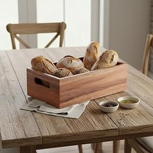 Uravas Store Deconox Akasya Ağacı Ekmeklik & Çok Amaçlı Organizer Kutu – 25X14X8 cm El Yapımı Doğal Ahşap Servis Tepsisi | Mutfak, Banyo, Ofis ve Ev Düzenleyici Kutu | Kulplu Dekoratif Ahşap Kutu