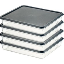 Uravas Store Orret Home 4 Adet Buzdolabı Organizeri – Pp Plastik Şeffaf ve Ayarlanabilir Saklama Kabı, Gıdaları Taze Tutan Fresh Box, Çok Amaçlı,mikrodalga ve Bulaşık Makinesi Uyumlu (Gri, 2600 Ml)