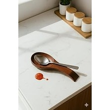 Uravas Store Mien Akasya Kaşık Altlığı Kirli Kaşık Altlığı Tezgah Üstü 26CM