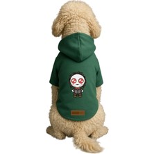 Uravas Store Baskılı Içi Polarlı Köpek ve Kedi Kıyafeti & Elbisesi - Yeşil Renk Kapüşonlu Hoodie B69D9 Xl