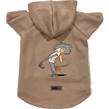 Uravas Store Kapişonlu Polar Sweatshirt Köpek ve Kedi Kıyafeti & Elbisesi Bej IR005 M