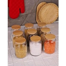 Uravas Store Zone - 9'lu Cam Saklama Kabı 800ML Vakumlu Bambu Kapaklı