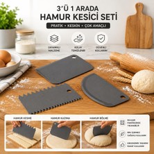 Uravas Store 3’lü Hamur Pasta Kesici Kazıyıcı Dilimleyici Şekillendirici Plastik Aparat (Asortili)