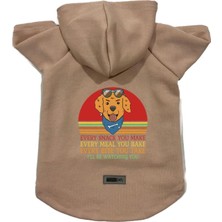 Uravas Store Kapişonlu Polar Sweatshirt Köpek ve Kedi Kıyafeti & Elbisesi Bej Every Snack You Make Xl