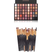 Uravas Store Makeuptime Make Up 54'lü Göz Farı Paleti+Izla 20'li Profesyonel Yumuşak Makyaj Fırça Seti Siyah Renk Pastel