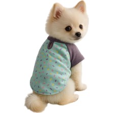 Uravas Store Mpz PETS%100 Pamuk Kedi ve Köpek Kıyafeti Mor Yıldızlı Basic T Shirt M