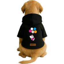 Uravas Store Monopetz Baskılı Içi Polarlı Köpek ve Kedi Kıyafeti & Elbisesi - Siyah Renk Kapüşonlu Hoodie B58E6, L