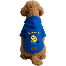 Uravas Store Baskılı Içi Polarlı Köpek ve Kedi Kıyafeti & Elbisesi - Mavi Renk Kapüşonlu Hoodie B2FF3, L