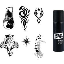 Uravas Store Tribal Felsefik Spray Tattoo Geçici Dövme Seti Dark Siyah Sprey