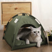 Uravas Store Tineke Kedi Kamp Çadırı Kedi Evi Derin Uyku & Serin Yazlık Evi Yumuşak Yatağı Çıkarılabilir Minder (Yeşil, Medium)