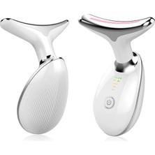 Uravas Store Boyun Yüz Sıkılaştırıcı Kırışıklık Giderme Aracı, Microglow, Yüz Şekillendirme Aracı, 3'ü 1 Arada Taşınabilir Elektrikli Yüz Masajı (Beyaz)