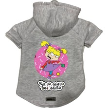 Uravas Store Kapişonlu Polar Sweatshirt Köpek ve Kedi Kıyafeti & Elbisesi Gri Rugrats Angelica Xl