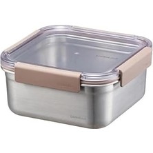 Uravas Store Locknlock Paslanmaz Çelik Fırın & Saklama Kabı Kare Kilitli 1.3 Lt ml - Kahverengi