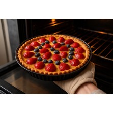 Uravas Store Cook-Lab 30CM Sağlıklı Emaye Kaplama Tart Turta Kek Kalıbı Siyah