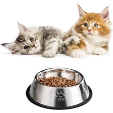 Uravas Store Jouis Kedi Köpek Mama Su Kabı Paslanmaz Çelik Kedi ve Köpek Mama Kabı - Kaymaz Tabanlı, Dayanıklı Besleme Tası (22 Cm)