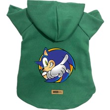 Uravas Store Kapişonlu Polar Sweatshirt Köpek ve Kedi Kıyafeti & Elbisesi Yeşil Sonic M