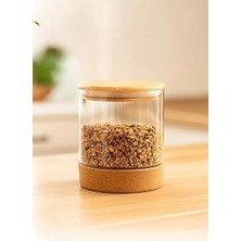 Uravas Store Bambum Corki - Mantar Altlıklı Cam Saklama Kabı 650 ml