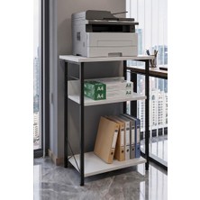 Uravas Store Yazıcı Sehpası 3 Katlı Çok Amaçlı Raf Metal Ayaklı Printer Stand Ofis Ev Düzenleyici Beyaz