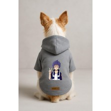 Uravas Store Baskılı Içi Polarlı Köpek ve Kedi Kıyafeti & Elbisesi - Gri Renk Kapüşonlu Hoodie B9642, 2xl
