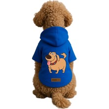 Uravas Store Baskılı Içi Polarlı Köpek ve Kedi Kıyafeti & Elbisesi - Mavi Renk Kapüşonlu Hoodie BF473, 4xl
