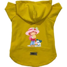Uravas Store Kapişonlu Polar Sweatshirt Köpek ve Kedi Kıyafeti & Elbisesi Sarı Çilek Kız M