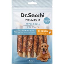 Uravas Store Dr.sacchi Premium Tavuk Sargılı Beyaz Sığır Derisi Burgu Çubuk Tahılsız Köpek Ödülü 5" 9-11 gr 10'lu