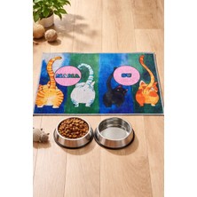 Uravas Store Renkli Kedi Mama Matı, Kedi Servis Altlığı, Su ve Mama Kabı Paspası, Oyun Matı, Mama Paspası