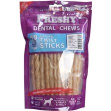 Uravas Store Irem Freshy Dental Twists - Naturel Burgu Çubuk - 50'li Maxi Paket