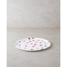 Uravas Store Watermellies Plastik Tepsi Beyaz - Kırmızı, 36 x 25 x 10 cm