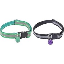 Uravas Store X-Perk Kedi Köpek Reflektörlü Zilli Boyun Tasması Boyun Tasma Ayarlı 2 Adet