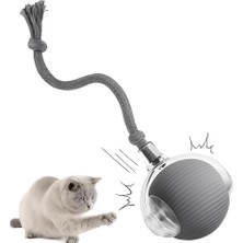 Uravas Store Akıllı Kedi Oyuncağı – Otomatik Yuvarlanan Interaktif Top, Hareketli Kuyruklu, USB Şarjlı, LED Işıklı, 3 Oyun Modu – Eğlenceli Evcil Hayvan Oyuncağı – Gri