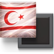 Uravas Store Kuzey Kıbrıs - Abstract Efektli Bayrak - Baskılı Kare Buzdolap Magneti