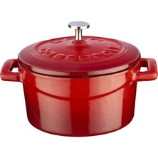 Uravas Store Lava Metal Döküm Mini Tencere, Trendy, 10 Cm, 0.35 L Hacim, Kırmızı